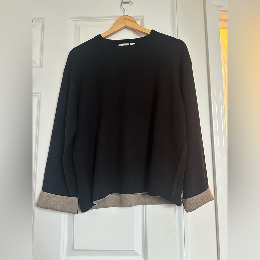 La Ligne Women’s Antony Wool/Silk Blend Sweater Black/Tan Size XS